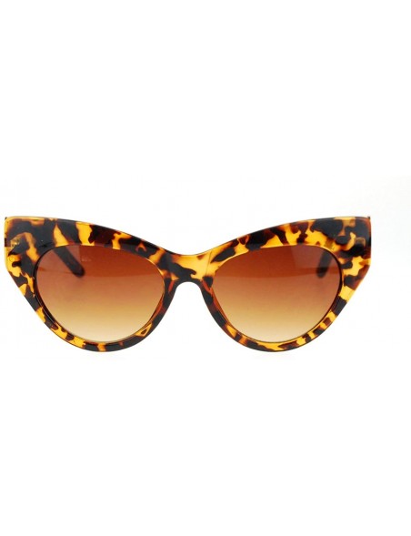 Cat Eye Trendy Runway Fashion Thick Plastic Narrow Cat Eye Sunglasses - Tortoise (Brown) - CX11YNNJ4KJ $12.07