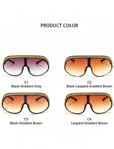 Goggle Oversized One Piece Sunglasses for Women Golden Decoration Sun Glasses Goggles UV400 - C1 Black Gray - CH198CZHDDX $11.29