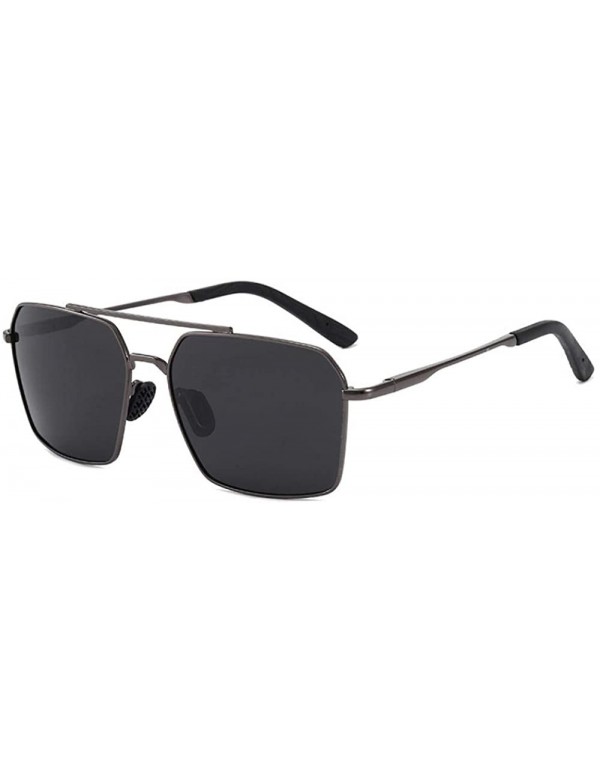 Oval Sunglasses men fashion metal frame fishing sunglasses square drive - Gun Frame Gray Sheet - CY190MTMIKI $26.16