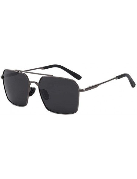 Oval Sunglasses men fashion metal frame fishing sunglasses square drive - Gun Frame Gray Sheet - CY190MTMIKI $26.16