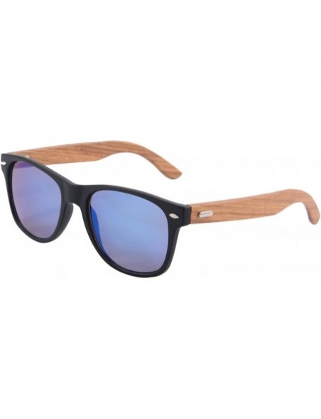 Wayfarer Polarized Bamboo Wood Sunglasses UV400 Protection-TY6016/6026 - Matt Black&pear - C218I7DEELX $25.31
