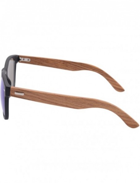 Wayfarer Polarized Bamboo Wood Sunglasses UV400 Protection-TY6016/6026 - Matt Black&pear - C218I7DEELX $25.31