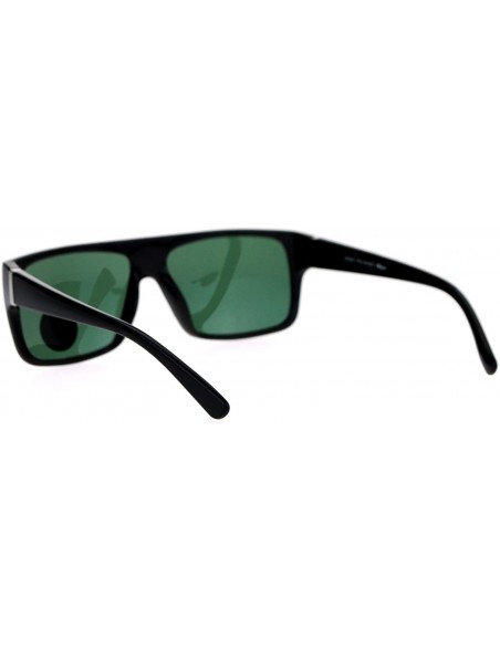 Rectangular Impact Resistance Glass Lens Sunglasses Flat Top Rectangular Mens Shades - Black - CF1878A9XEA $11.12