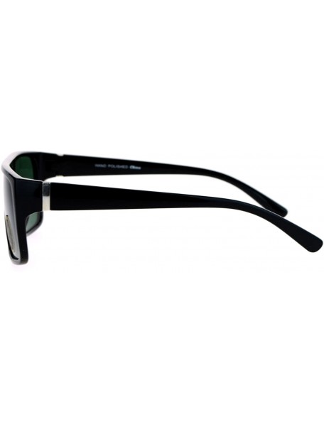 Rectangular Impact Resistance Glass Lens Sunglasses Flat Top Rectangular Mens Shades - Black - CF1878A9XEA $11.12