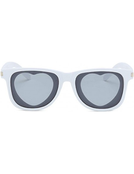 Rectangular Fashion Womens Heart-shaped Sunglasses Plastic Lenses Eyewear UV400 - White Gray - CE18N0ZKYOU $11.56