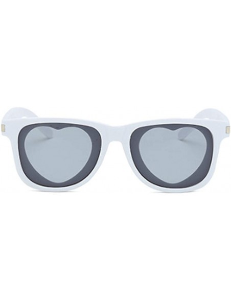 Rectangular Fashion Womens Heart-shaped Sunglasses Plastic Lenses Eyewear UV400 - White Gray - CE18N0ZKYOU $11.56