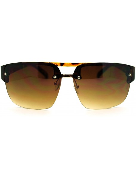 Rimless Mens Fashion Sunglasses Half Rim Square Flat Top Frame - Tortoise - CM186M6NOUW $9.08