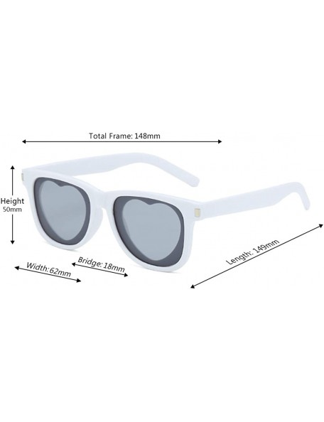 Rectangular Fashion Womens Heart-shaped Sunglasses Plastic Lenses Eyewear UV400 - White Gray - CE18N0ZKYOU $11.56