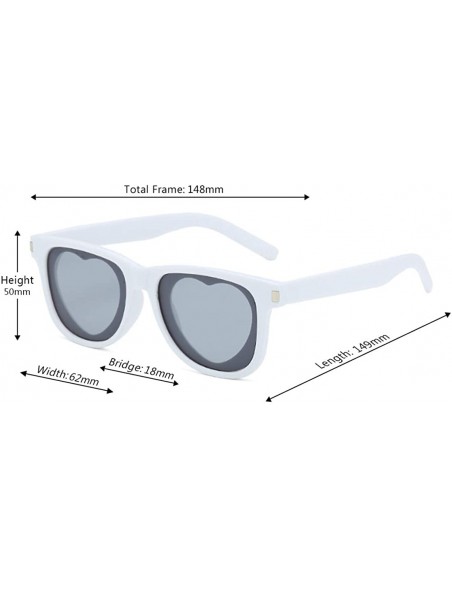 Rectangular Fashion Womens Heart-shaped Sunglasses Plastic Lenses Eyewear UV400 - White Gray - CE18N0ZKYOU $11.56