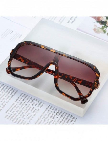 Sport Big Square Sunglasses Women Vintage Oversized Sun Glasses Goggles Fashion Eyewear UV400 Oculos 9030 - Tea Tea - CZ197Y7...