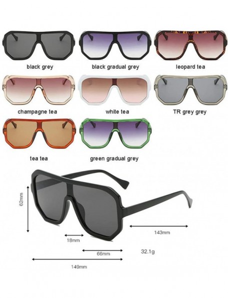Sport Big Square Sunglasses Women Vintage Oversized Sun Glasses Goggles Fashion Eyewear UV400 Oculos 9030 - Tea Tea - CZ197Y7...