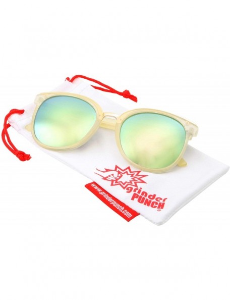 Square Womens Fashion Dapper Horned Rim Mirrored Lens Sunglasses - Blue Green - C818KNNMUXG $8.86
