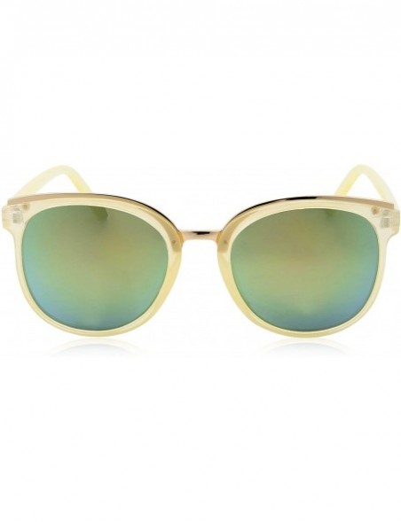 Square Womens Fashion Dapper Horned Rim Mirrored Lens Sunglasses - Blue Green - C818KNNMUXG $8.86