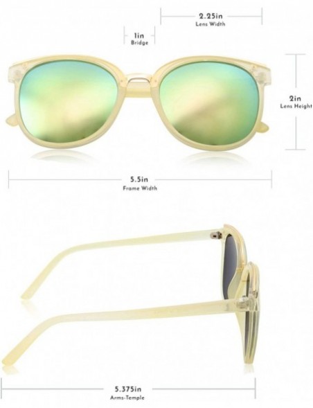 Square Womens Fashion Dapper Horned Rim Mirrored Lens Sunglasses - Blue Green - C818KNNMUXG $8.86