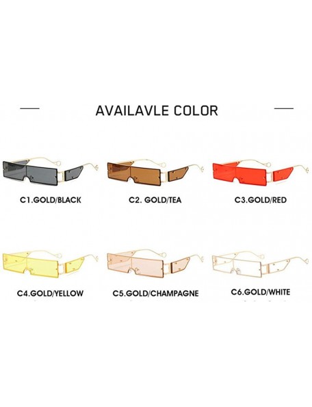 Rectangular Fashion Small Rectangle Sunglasses Women Ultralight Candy Color Metal Frame One Piece Sun Glasses - CE194E9AMZE $...