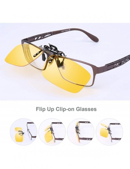 Sport Yellow Night Vision Polarized Clip-on Flip up Metal Clip Sunglasses Driving - C511P7UCVC5 $8.59