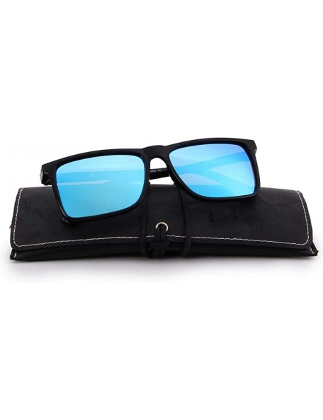 Oversized DESIGN Men Polarized Rectangle Sunglasses 100% UV Protection S8296 C01 Black - C02 Blue - CC18XGGTXIG $15.30