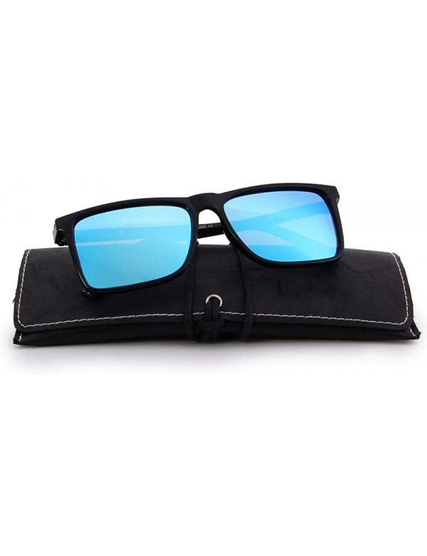 Oversized DESIGN Men Polarized Rectangle Sunglasses 100% UV Protection S8296 C01 Black - C02 Blue - CC18XGGTXIG $15.30