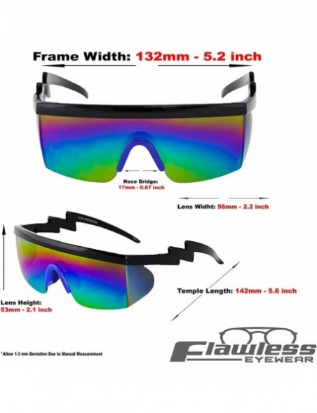 Oversized Semi Rimless Goggle Style Retro Rainbow Mirrored Lens ZigZag Sunglasses - Rainbow Blue - CJ18SY3C7KU $8.83
