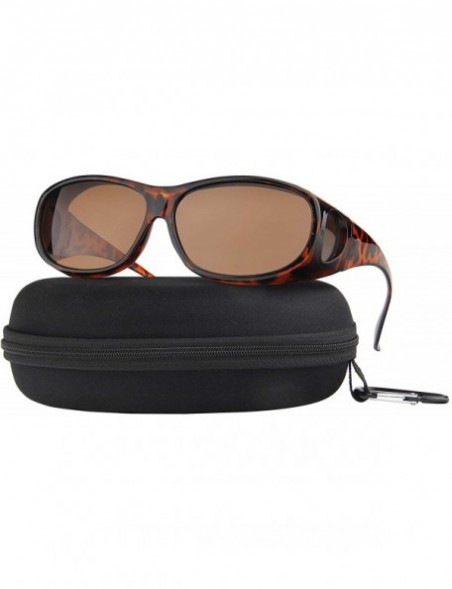 Wrap Sunglasses Polarized Prescription Eyeglasses Fitover - Brown Lens - CJ18OYX3UUA $9.86