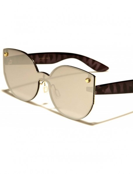 Cat Eye Fashion Womens Elegant Upscale Designer Round Cat Eye Sunglasses - Black / Chrome - C318ECESR8K $27.32