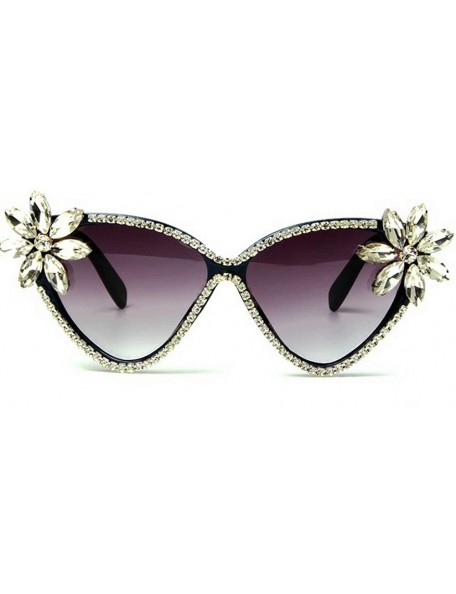 Oversized Fashion Glasses Oversized Rhinestone Sunglasses - Grey - C418A3H70HQ $31.33