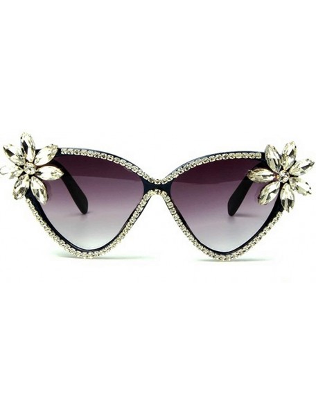 Oversized Fashion Glasses Oversized Rhinestone Sunglasses - Grey - C418A3H70HQ $17.60