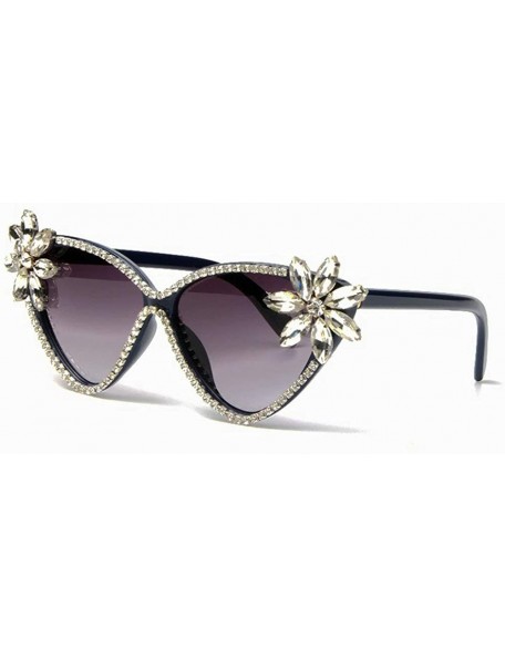 Oversized Fashion Glasses Oversized Rhinestone Sunglasses - Grey - C418A3H70HQ $17.60