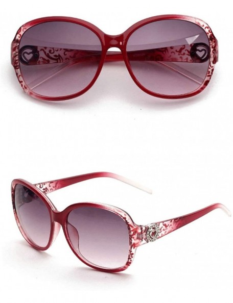 Sport Classic style Hollow Round Heart Sunglasses for Women Plate Resin UV400 Sunglasses - Red(pattern) - C018SASD8R5 $18.47