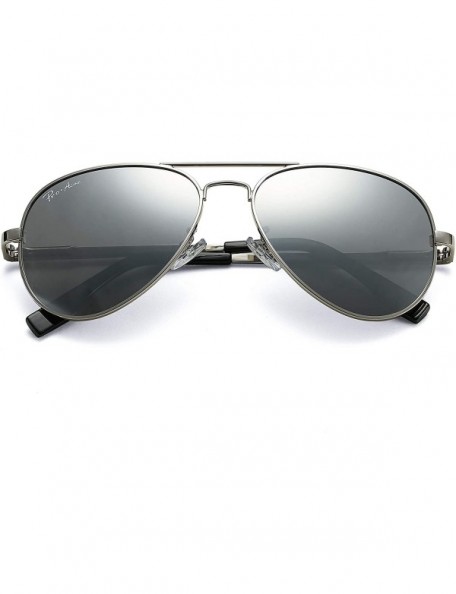 Oversized Polarized Aviator Sunglasses for Men and Women 100% UV Protection - 58mm - Silver Frame/Silver Mirrored Lens - CJ18...