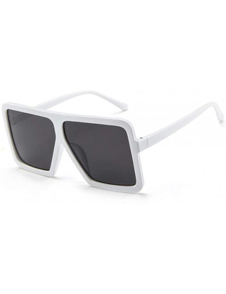 Square Unisex Big Frame Sunglasses Women Men Vintage Glasses Retro Glasses Eyewear Sunglasses - White - CF18SC78XOT $9.21