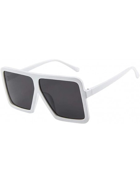 Square Unisex Big Frame Sunglasses Women Men Vintage Glasses Retro Glasses Eyewear Sunglasses - White - CF18SC78XOT $9.21