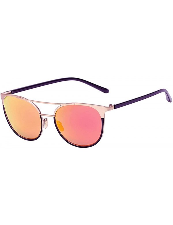 Cat Eye Cat Eye Women Fashion Designer Sunglasses Metal Frame Colored Lens - 86026_c5_purple_mirror - CW17Z6MQ8X0 $9.82