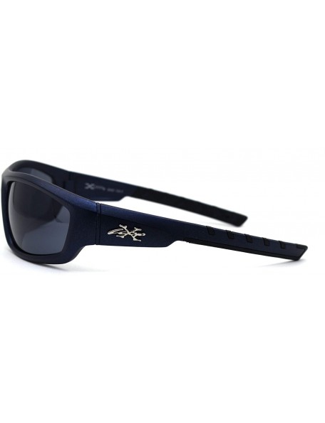 Rectangular Metallic Plastic Classic 90s Warp Mirror Lens Sunglasses - Navy Black - CR197ELX97H $12.55