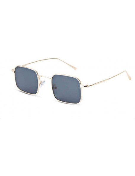 Square Retro Small Square Sunglasses Men and Women Metal Visor Mirror Transparent Ocean Lens Glasses - 1 - CQ190L68KUA $29.04