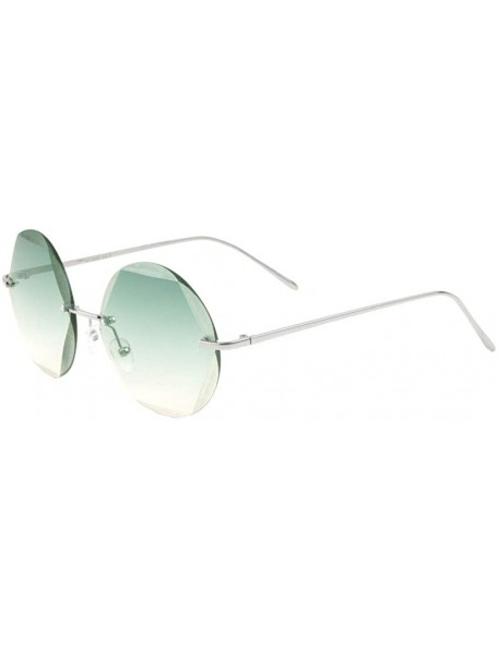 Rimless Rimless Round Hexagon Diamond Glass Cut Lens Sunglasses - Green - C8197A6W4U2 $15.96