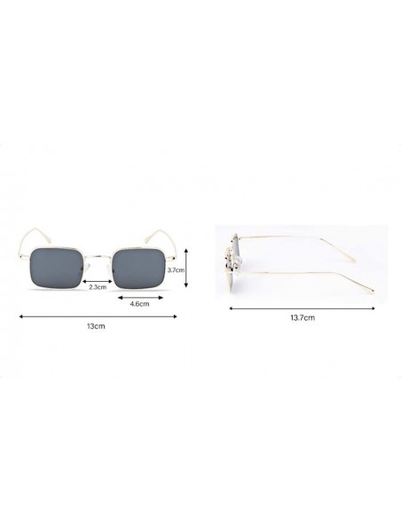 Square Retro Small Square Sunglasses Men and Women Metal Visor Mirror Transparent Ocean Lens Glasses - 1 - CQ190L68KUA $29.04