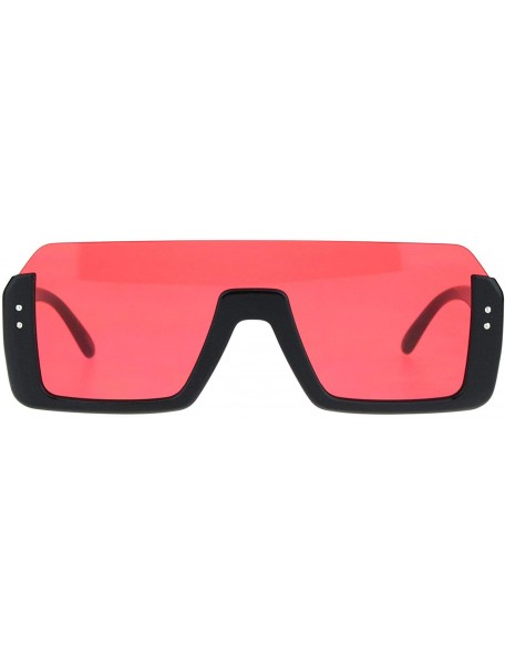 Shield Retro Shield Rectangular Upside Down Half Rim Racer Sunglasses - Red - C318K2HOZM0 $12.07