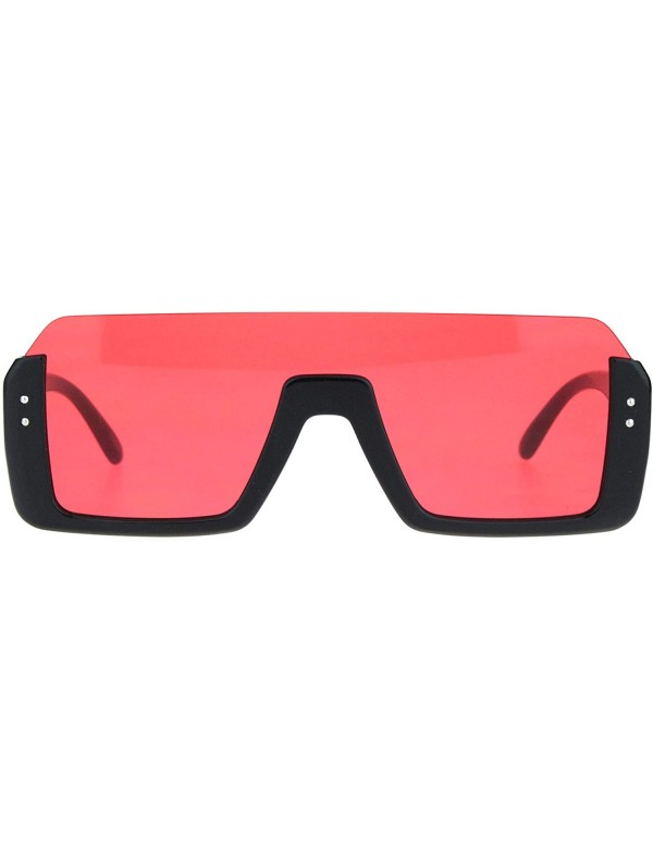 Shield Retro Shield Rectangular Upside Down Half Rim Racer Sunglasses - Red - C318K2HOZM0 $12.07