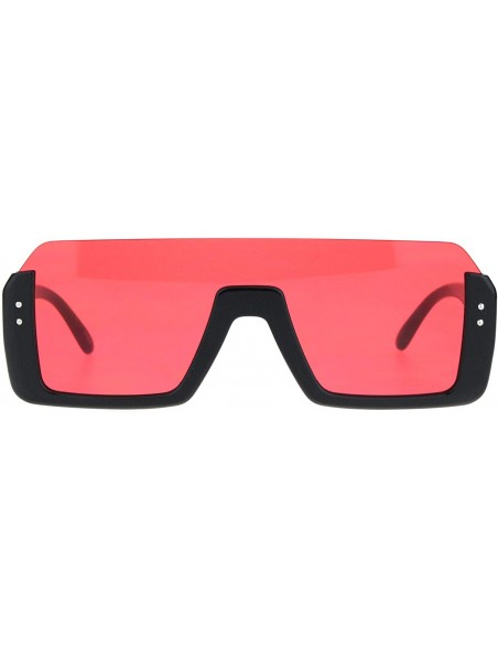 Shield Retro Shield Rectangular Upside Down Half Rim Racer Sunglasses - Red - C318K2HOZM0 $12.07