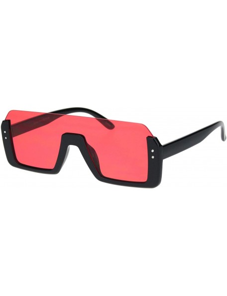 Shield Retro Shield Rectangular Upside Down Half Rim Racer Sunglasses - Red - C318K2HOZM0 $12.07