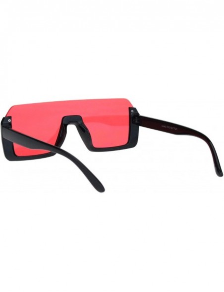 Shield Retro Shield Rectangular Upside Down Half Rim Racer Sunglasses - Red - C318K2HOZM0 $12.07