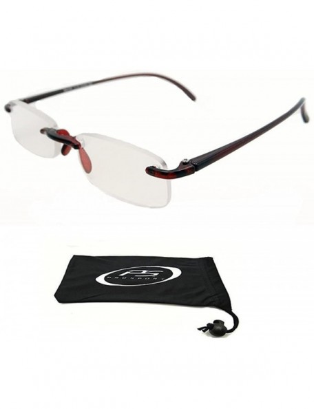 Rimless Reading glasses Rimless Lightweight frame for Men - Merlot Red - CW12ED6O9QT $33.58