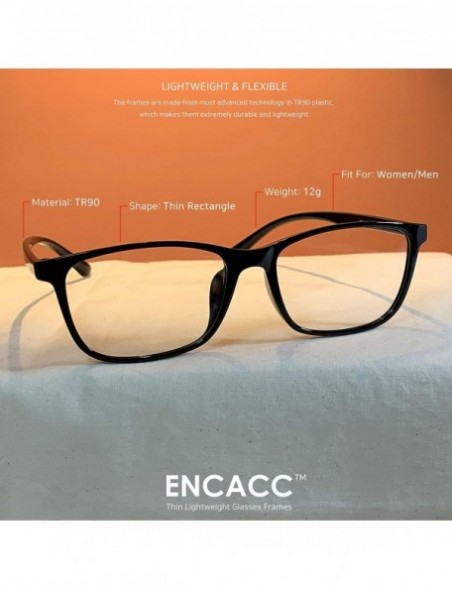 Square Large Nerd Thin Eyeglasses Vintage Fashion Inspired Geek Clear Lens Horn Rimmed - Black 414 - CO18YH44DQM $8.81