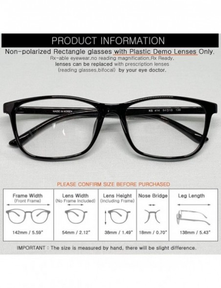 Square Large Nerd Thin Eyeglasses Vintage Fashion Inspired Geek Clear Lens Horn Rimmed - Black 414 - CO18YH44DQM $8.81