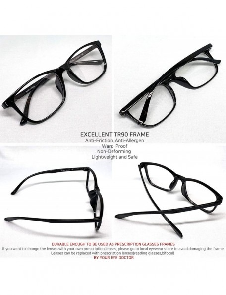 Square Large Nerd Thin Eyeglasses Vintage Fashion Inspired Geek Clear Lens Horn Rimmed - Black 414 - CO18YH44DQM $8.81