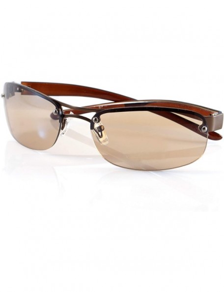 Round Semi-Rimless Color Tinted Clear Arm Eyeglasses Wrap Sunglasses A218 - Copper Copper - CU18GXNA2D9 $10.73