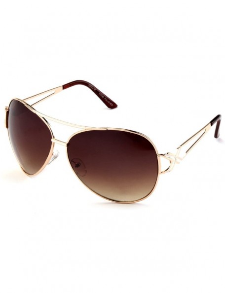 Aviator Randy" - Modern Celebrity Design Temple Design Aviator High Fashion Sunglasses for Women and Men - Brown - C417YY8DIR...