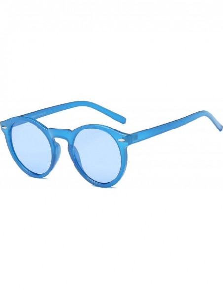 Round Women Retro Vintage Circle Round Fashion Designer Sunglasses - Blue - CK18I6TXI7S $7.65