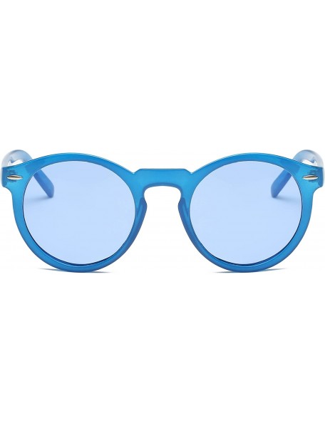 Round Women Retro Vintage Circle Round Fashion Designer Sunglasses - Blue - CK18I6TXI7S $7.65